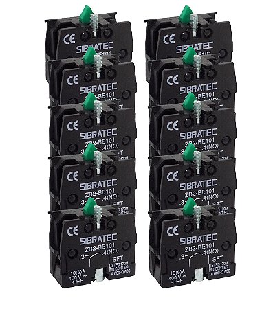 KIT 10 BLOCO CONTATO ZB2 BE 101 1NA VERDE SIBRATEC