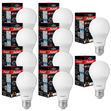 KIT 10 LAMPADA LED BULBO/PERA  09W BRF  6500K AVANT