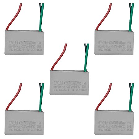 KIT 05 CAPACITOR VENTILADOR 07 09X400V 3FIOS QUADRADO