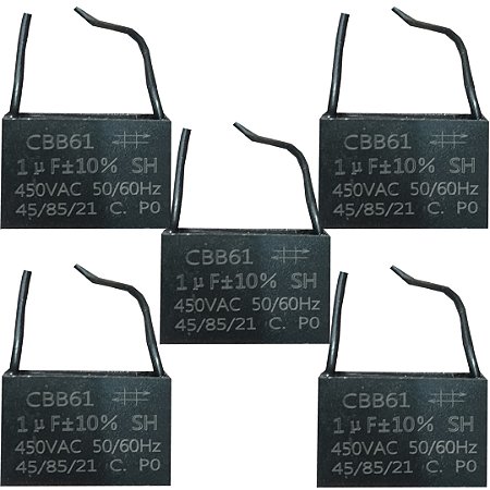 KIT 05 CAPACITOR POLIPROPILENO 1X450V - QUADRADO CBB61