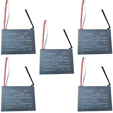 KIT 05 CAPACITOR POLIPROPILENO 1,5 2,5X450V QUADRADO CBB61