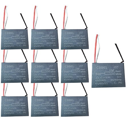 KIT 10 CAPACITOR POLIPROPILENO 1,5 2,5X450V QUADRADO CBB61