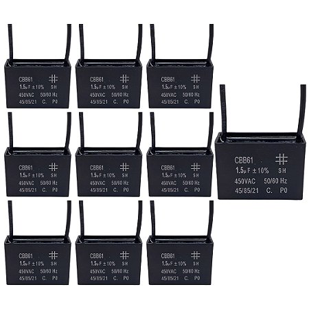 KIT 10 CAPACITOR POLIPROPILENO 1,5X450V QUADRADO CBB61