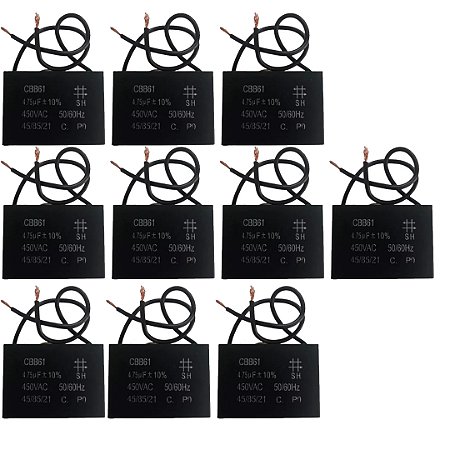 KIT 10 CAPACITOR POLIPROPILENO 4,75X450V - QUADRADO CBB61