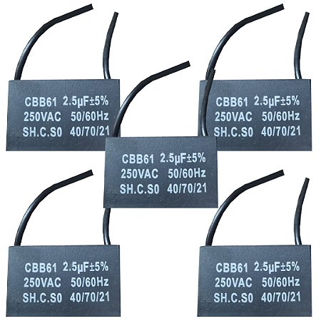 KIT 05 CAPACITOR POLIPROPILENO 2,5X250V - QUADRADO CBB61