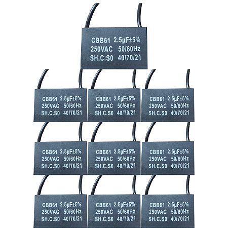 KIT 10 CAPACITOR POLIPROPILENO 2,5X250V - QUADRADO CBB61