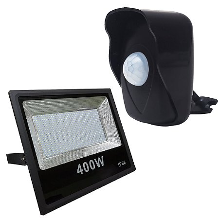 KIT SENSOR DE PRESENCA 180°QA26M  EXTERNA PT + REFLETOR 400W