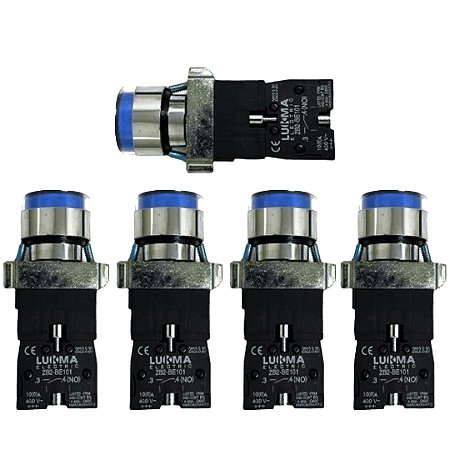 KIT 5 BOTAO PULS METAL  XB2BW3661 ILUMINADO 24V AZ 1NA SIBRA