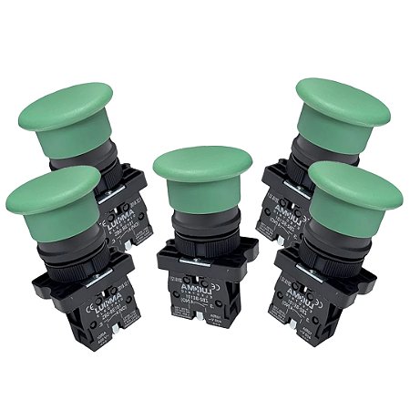 KIT 5 BOTÃO EMERG PLAST LK2-EC31 SEM TRAVA VD 1NA LUKMA