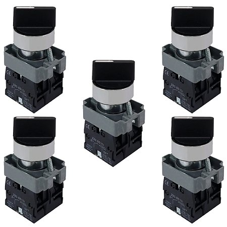 KIT 5 CHAVE SELET XB2 BD33 METAL 3 POSICOES FIXA 2NA LUKMA