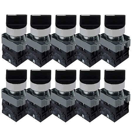 KIT 10 CHAVE SELETORA  XB2 BD33 METAL 3 POS FIXA 2NA LUKMA