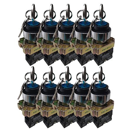 KIT 10 CHAVE XB2-BG21 METAL 2 POS FIXA C CHAVE SIBRATEC