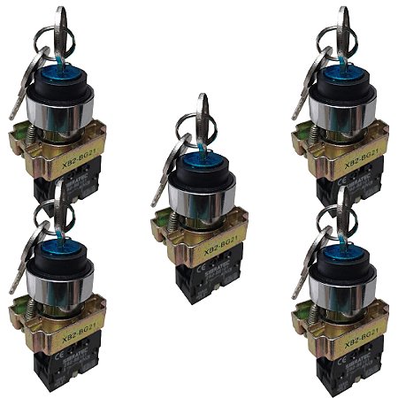 KIT 5 CHAVE XB2-BG21 METAL 2 POS FIXA C CHAVE SIBRATEC