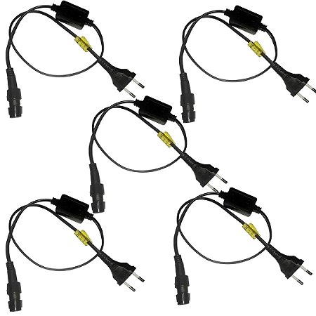 KIT 05 RABICHO MANGUEIRA REDONDA LED PRETO BIVOLT