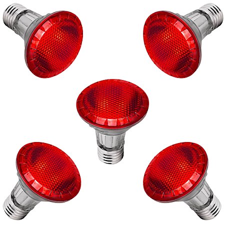 KIT 5 LÂMPADAS HALÓGENAS PAR20 VERMELHA 220V AVANT