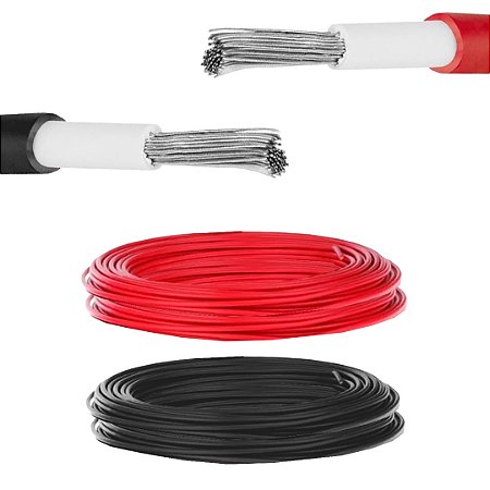 20 M CABO SOLAR FV 6MM 1KV (1,8KVCC) VERMELHO + 20M PRETO