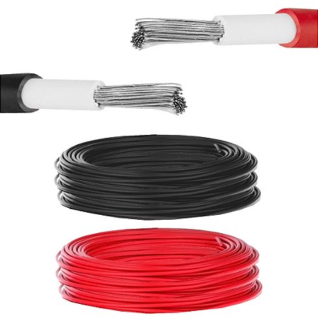 50 M CABO SOLAR FV 6MM 1KV (1,8KVCC) VERMELHO + 50M PRETO