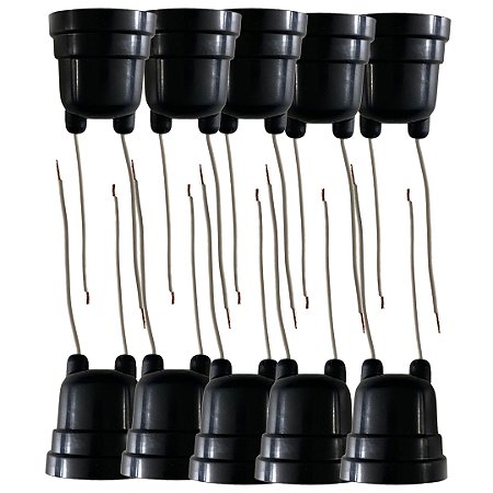 KIT 10 SOQUETE C/ RABICHO E-27 PRETO
