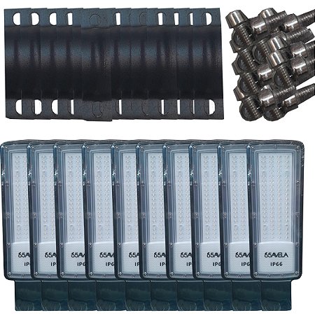 KIT 10 LUMINARIA PUBLICA SMD 100W 6500K IP6631