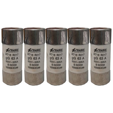 KIT 5 FUSIVEL CARTUCHO RT18 R017 GG63A 500V-50KA 22X58 STARK