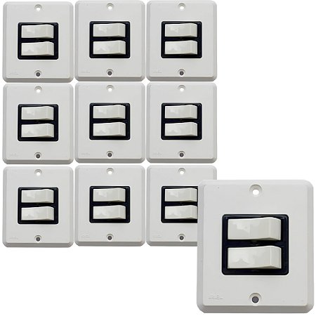 KIT 10 CONJUNTO INTERRUPTOR PARALELO 2 TECLAS 10A IRIEL