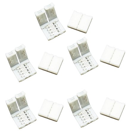 KIT 5 CONECTOR EMENDA RÁPIDA 10MM 4 VIAS FITA LED RGB 5050