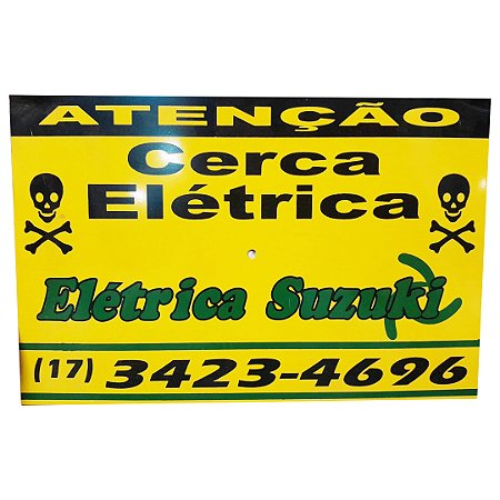 PLACA ALERTA P/ CERCA ELETRICA S/RELEVO 180X111