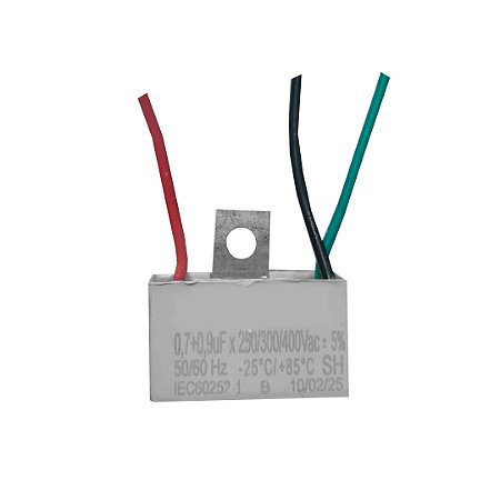 CAPACITOR 3 FIOS 07 + 09 UF X 250/400 V CHAPA TRIO