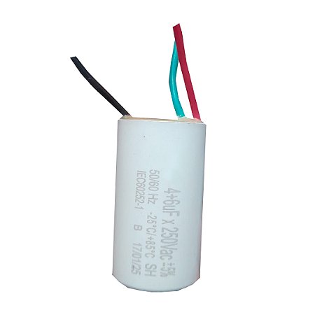 CAPACITOR 3 FIOS REDONDO 4+6  UF X 250V TRIO