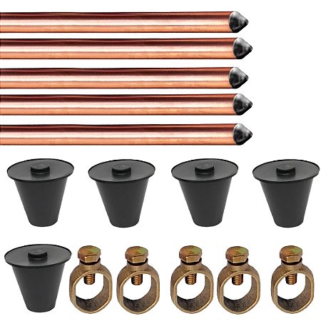 Kit Haste Aterr Cobre - 1/2 X 2,0mts 10mm + Conector + Caixa