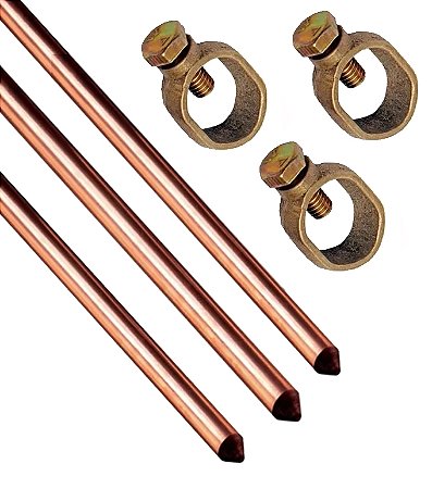 Kit 3 Haste Aterramento Cobreada - 1/2 X 2,0mts 10mm 03 Conector