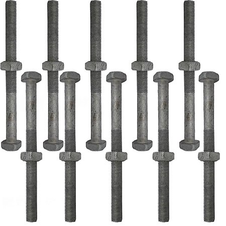 KIT 10 PARAFUSO GALV FOGO POSTE PADRAO 16X150MM 5/8X6" M16