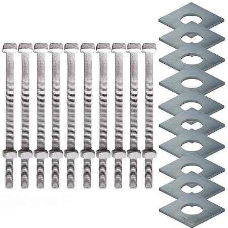 KIT 10 PARAFUSOS GALV FOGO POSTE PADRAO 12X250MM 1/2X10" M12