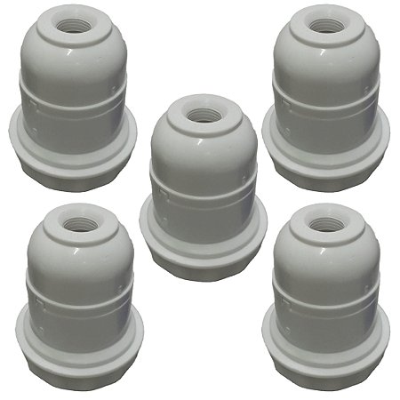 KIT 5 SOQUETE E-27 ABAJUR PLASTICO BRANCO