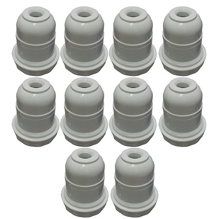 KIT 10 SOQUETE E-27 ABAJUR PLASTICO BRANCO