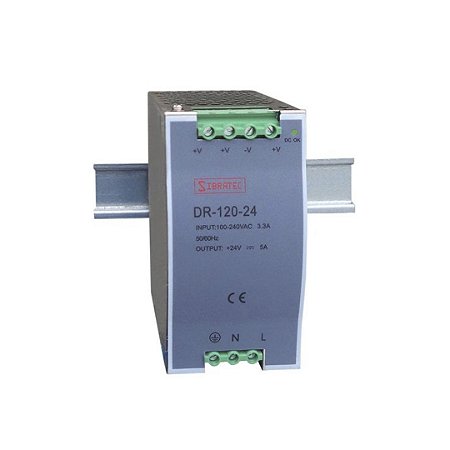 FONTE CHAVEADA PARA TRILHO DIN 110/220V - 24V - 120W-24V - DR-120- 5A