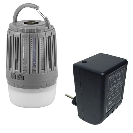 KIT LUMINARIA MATA INSETO RECARR + REPELENTE ELETRO