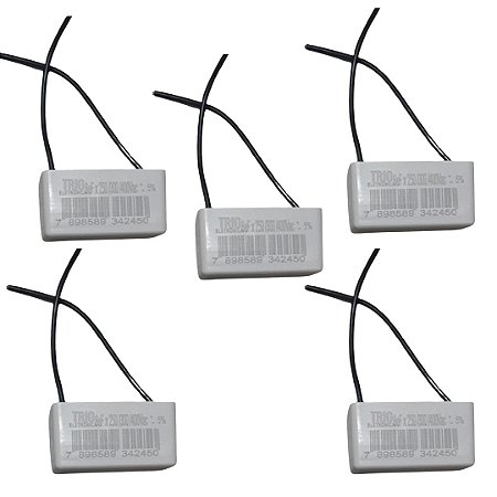 KIT 5 CAPACITOR 2 FIOS QUADRADO 6UF X 250 400V TRI