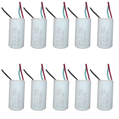 KIT 10 CAPACITOR 3 FIOS REDONDO 4+6  UF X 250V TRI