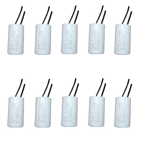KIT 10 CAPACITOR 12X250V 2 FIOS METALIZADO TRI