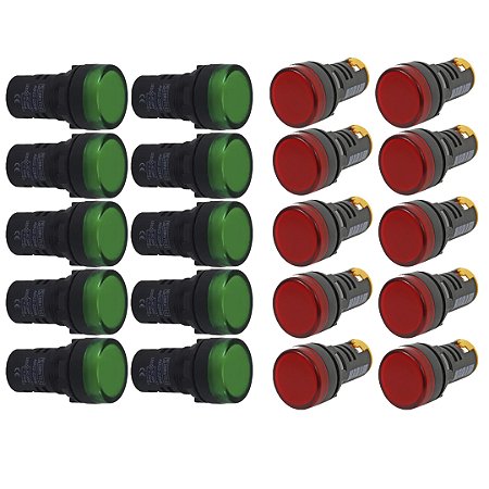 KIT SINALEIROS LED AD22 22MM 220V VERDE VERMELHO
