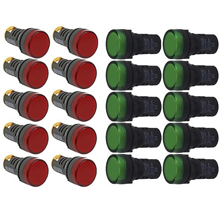 KIT SINALEIROS LED AD22 22MM 24V VERDE VERMELHO