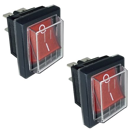 KIT 02 CHAVE 4 POLOS BIPOLAR 15A VERMELHA COM CAPA SILICONE
