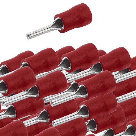 KIT 100 TERMINAL PRE ISOLADO PINO 10MM VERMELHO