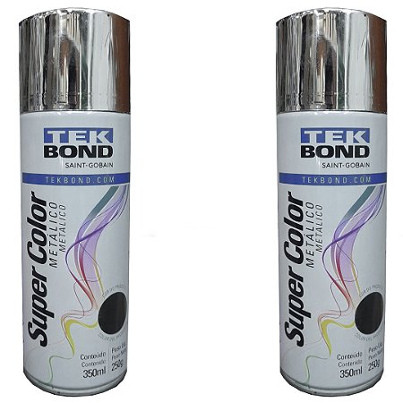 KIT 02 TINTA SPRAY CROMADO METALICO 350ML TK