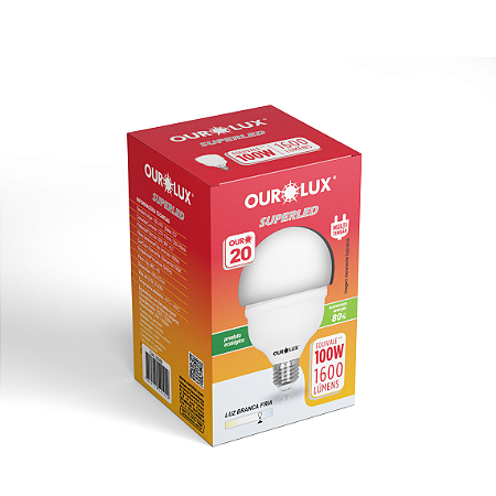 LAMPADA SUPERLED ALTA POTENCIA 20W 1600 LM E27 6500K OUROLUX