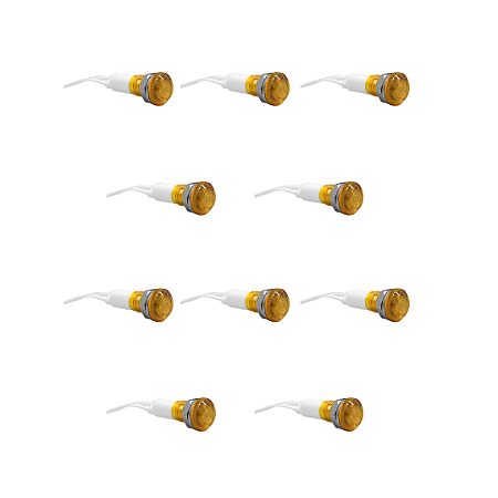 KIT 10 SINALEIRO 9MM OLHO DE BOI AMARELO 110V LUKMA
