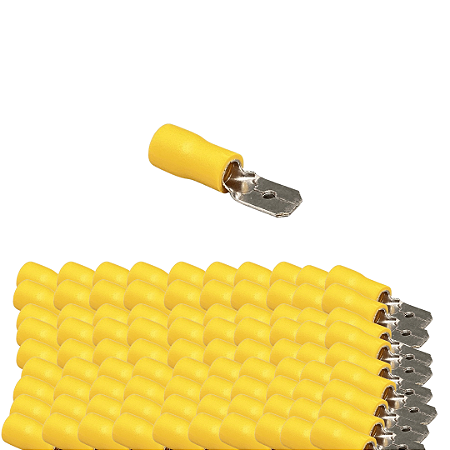 KIT 100 TERMINAL FASTON MACHO PRE ISOLADO 4-6MM AMARELO STARK