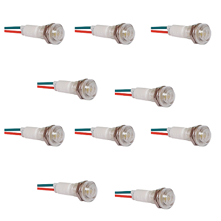 KIT 10 SINALEIROS 9MM OLHO DE BOI BRANCO 24V LUKMA