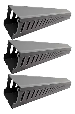 Kit 3 Canaleta Aberta Ventilada Cinza 30x30 Barra 2mt